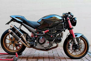 SPARK GDU0819 Ducati Monster S2R / S4R (03/06) Carbon Slip-on Exhaust "Round" (EU homologated; 45° lateral mounting)