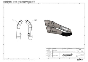 HP CORSE Ducati Scrambler 1100 Dual Slip-on Exhaust "Hydroform Short Polish" (racing)