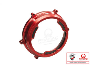 CA201PR - CNC RACING Ducati Panigale (12/19) Clear Clutch Cover (with carbon inlay; Pramac edition)