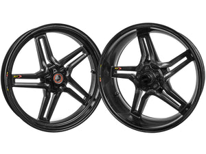 BST Ducati Diavel Carbon Wheels Set "Rapid TEK" (front & offset rear, 5 slanted spokes, black hubs)