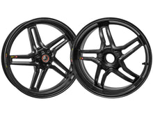 BST Ducati Hypermotard 796/821/939 Carbon Wheels "Rapid TEK" (front & offset rear, 5 slanted spokes, black hubs)