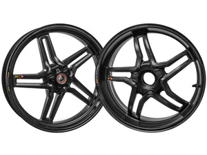 BST Ducati Hypermotard 1100 Carbon Wheels Set "Rapid TEK" (front & offset rear, 5 slanted spokes, black hubs)