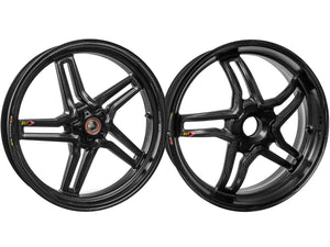 BST Ducati Monster 1100/1200R Carbon Wheels Set "Rapid TEK" (front & offset rear, 5 slanted spokes, black hubs)