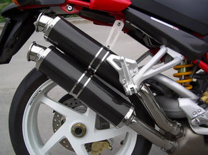 SPARK Ducati Monster S2R/S4R Slip-on Exhaust "Round" (EU homologated; carbon)