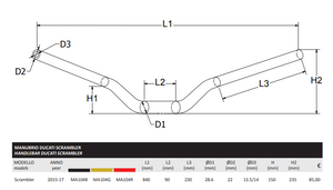 MA104 - CNC RACING Ducati Scrambler Tapered Handlebar (Ø 1-1,8 inch; original curve)