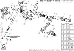 A004R - BONAMICI RACING Aprilia RSV4 / Tuono V4 (11/16) Adjustable Rearset (APRC; racing)